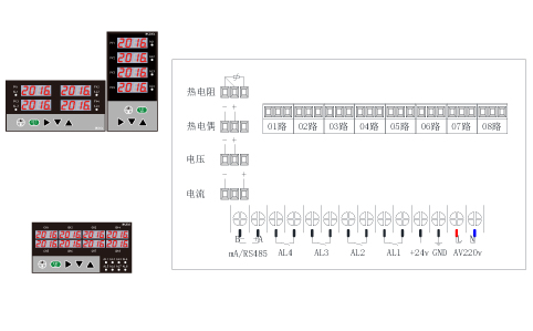 ZR-MK80多通道数显表接线图